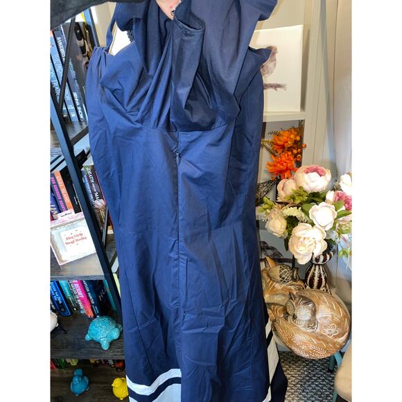 Tommy Hilfiger Preppy Navy Blue & White Cold Shoulder A-Line Dress EUC size XL - Picture 3 of 8